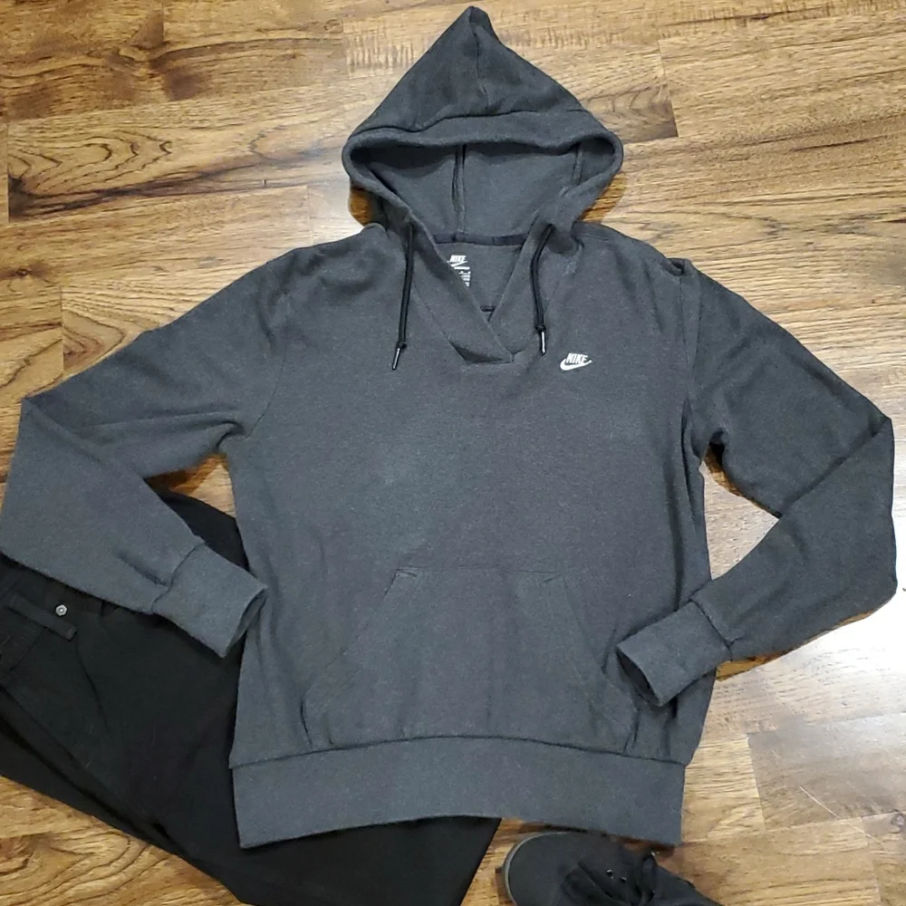 Womens Nike gray v neck hooded sweatshirt size M